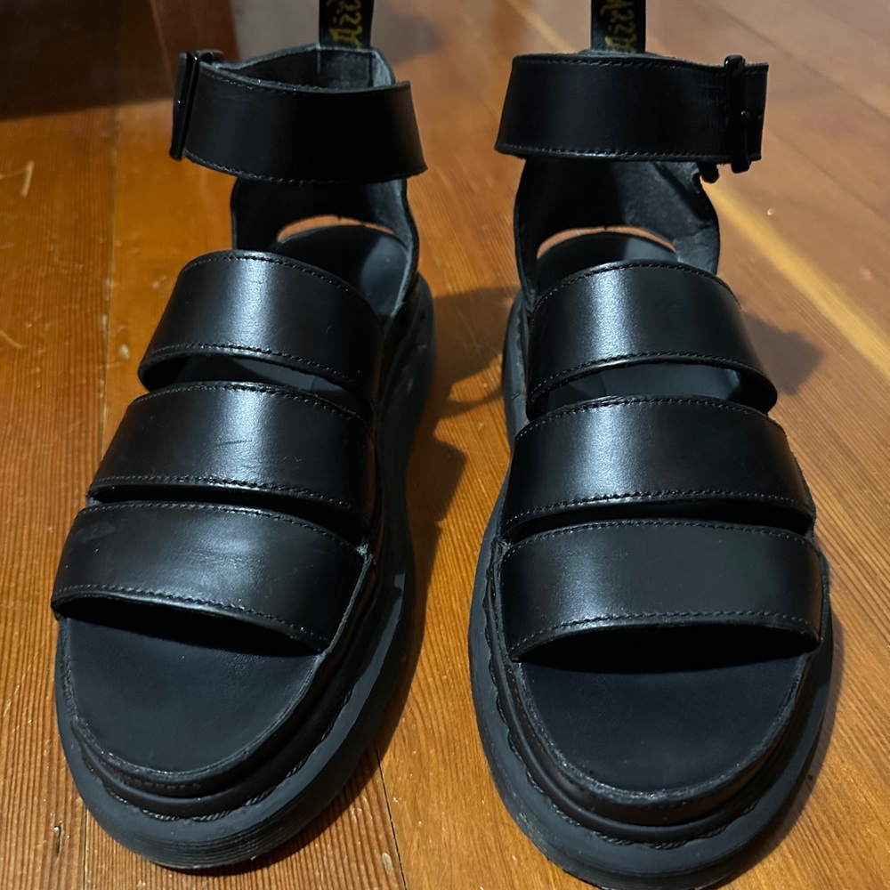 Dr. Martens Clarissa II Black Leather Platform Sandals